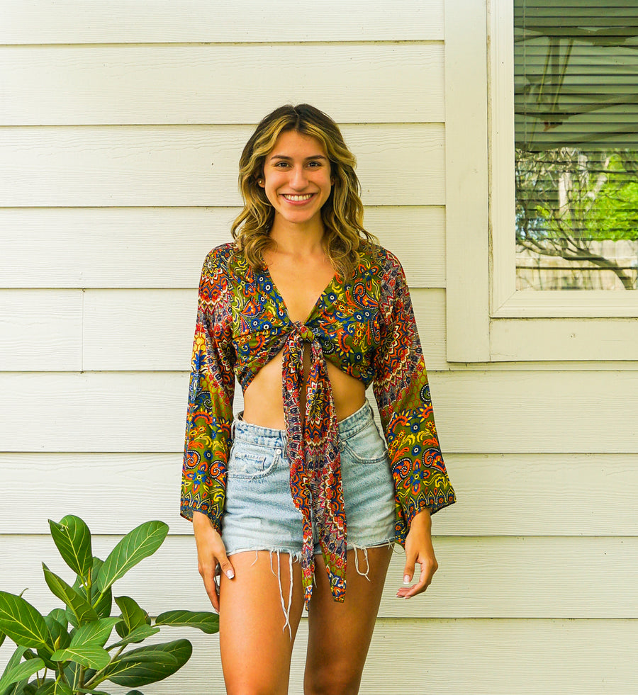 Bohemian Limelight Mandala Wrap Top