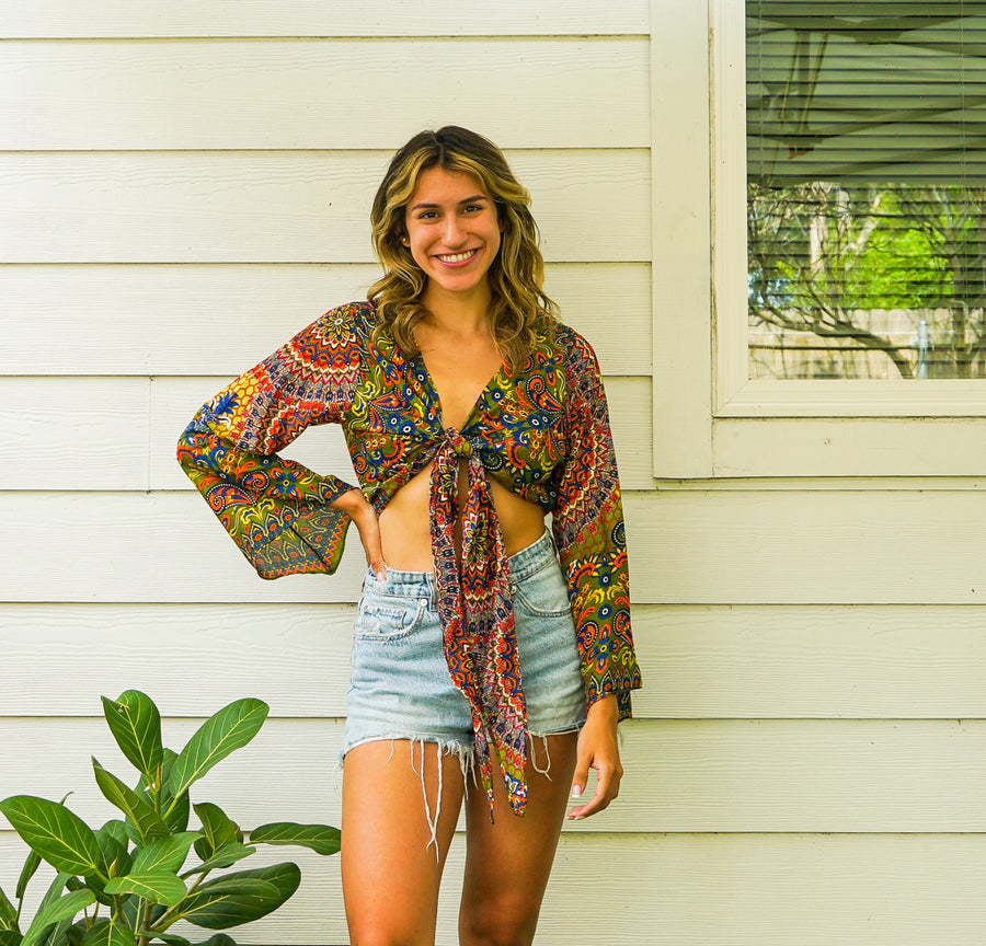 Bohemian Limelight Mandala Wrap Top