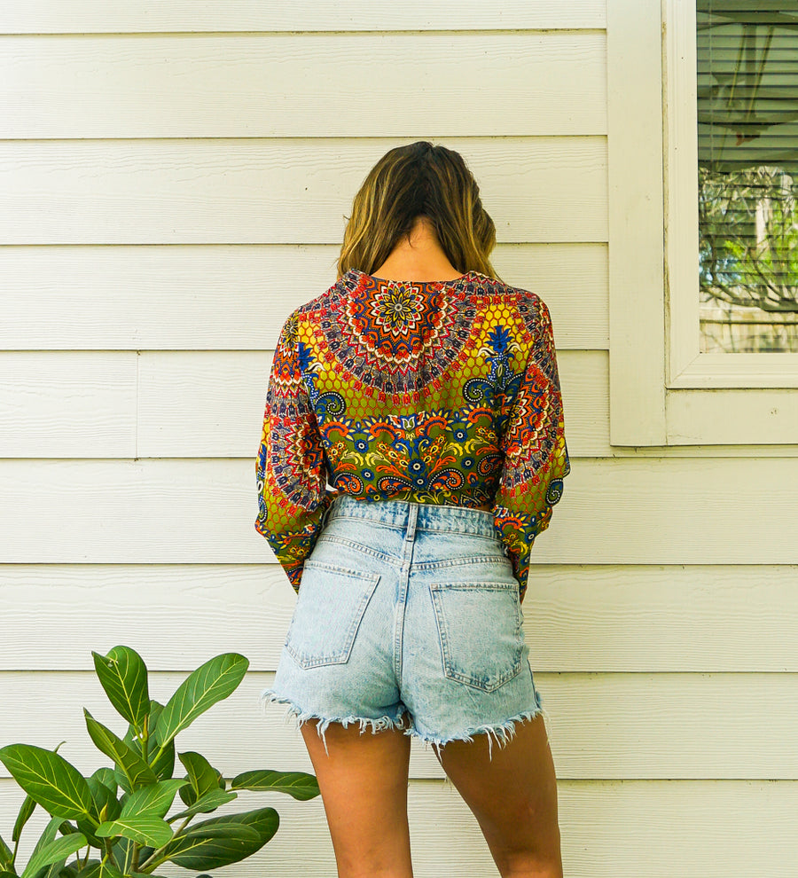 Bohemian Limelight Mandala Wrap Top