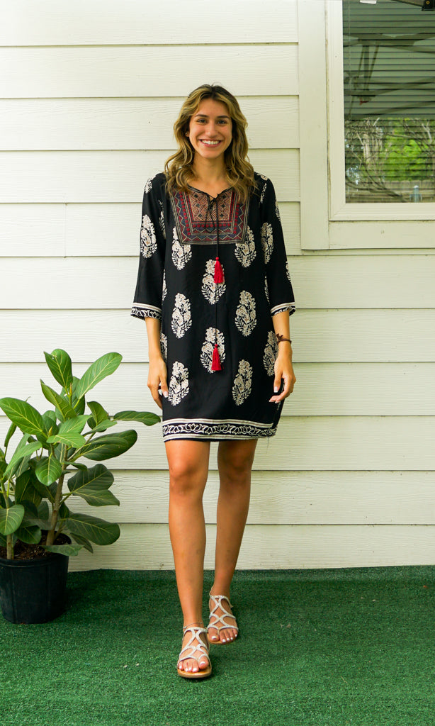 Black Floral Elegance Tunic