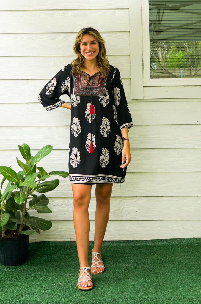 Black Floral Elegance Tunic