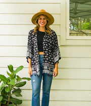 Black and White Elephant Kimono