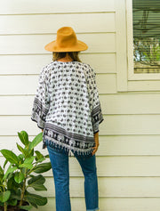 Black and White Elephant Kimono Cardigan