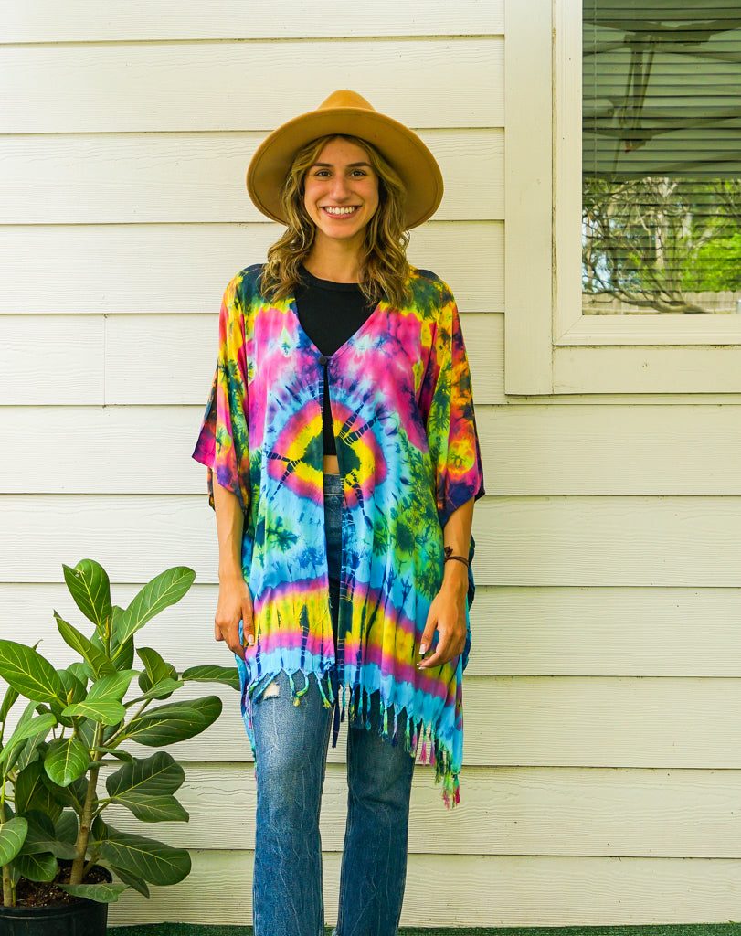 C3156- Hand Dyed Hippie Cardigan Cover Up