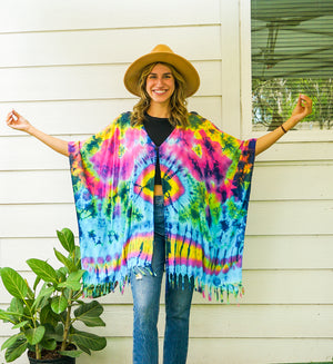 C3156- Hand Dyed Hippie Cardigan Cover Up
