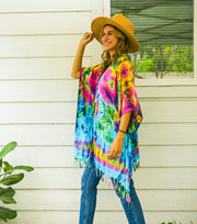 C3156- Hand Dyed Hippie Cardigan Cover Up