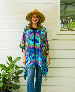 C3165- Hand Dyed Hippie Cardigan Cover Up