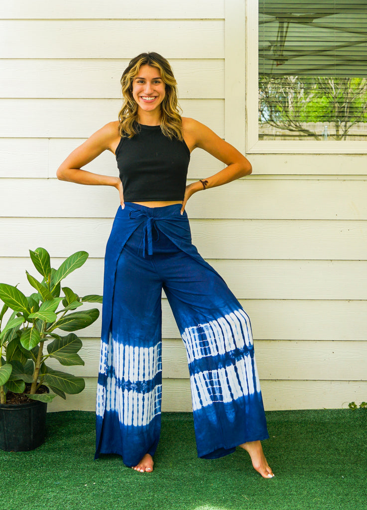 Shibori Hand Dyed Palazzo Wrap Pants