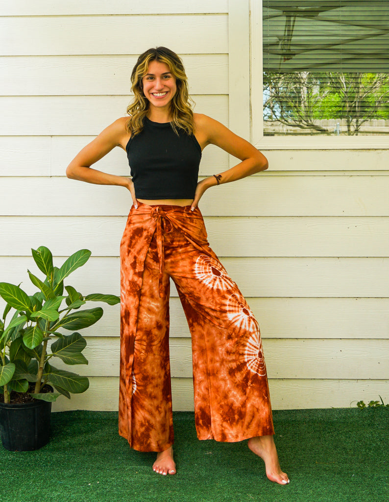 Shibori Hand Dyed Palazzo Wrap Pants