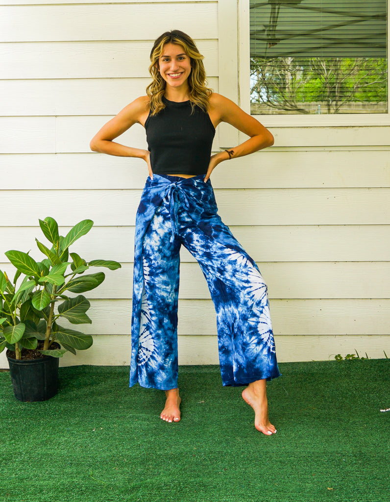 Shibori Hand Dyed Palazzo Wrap Pants