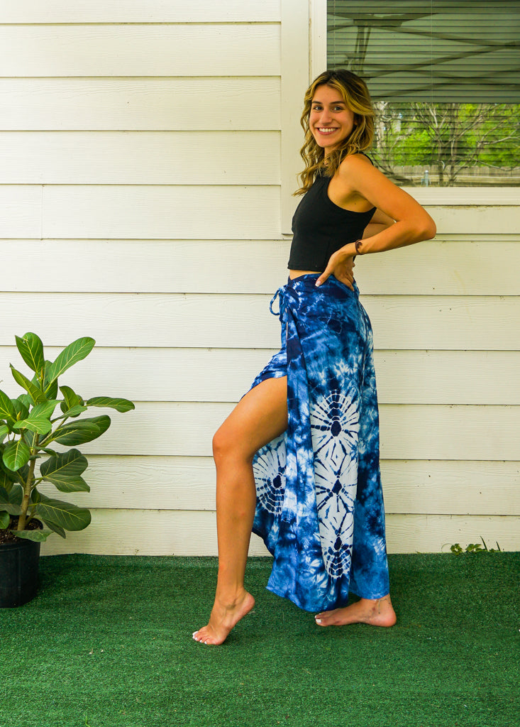 Shibori Hand Dyed Palazzo Wrap Pants