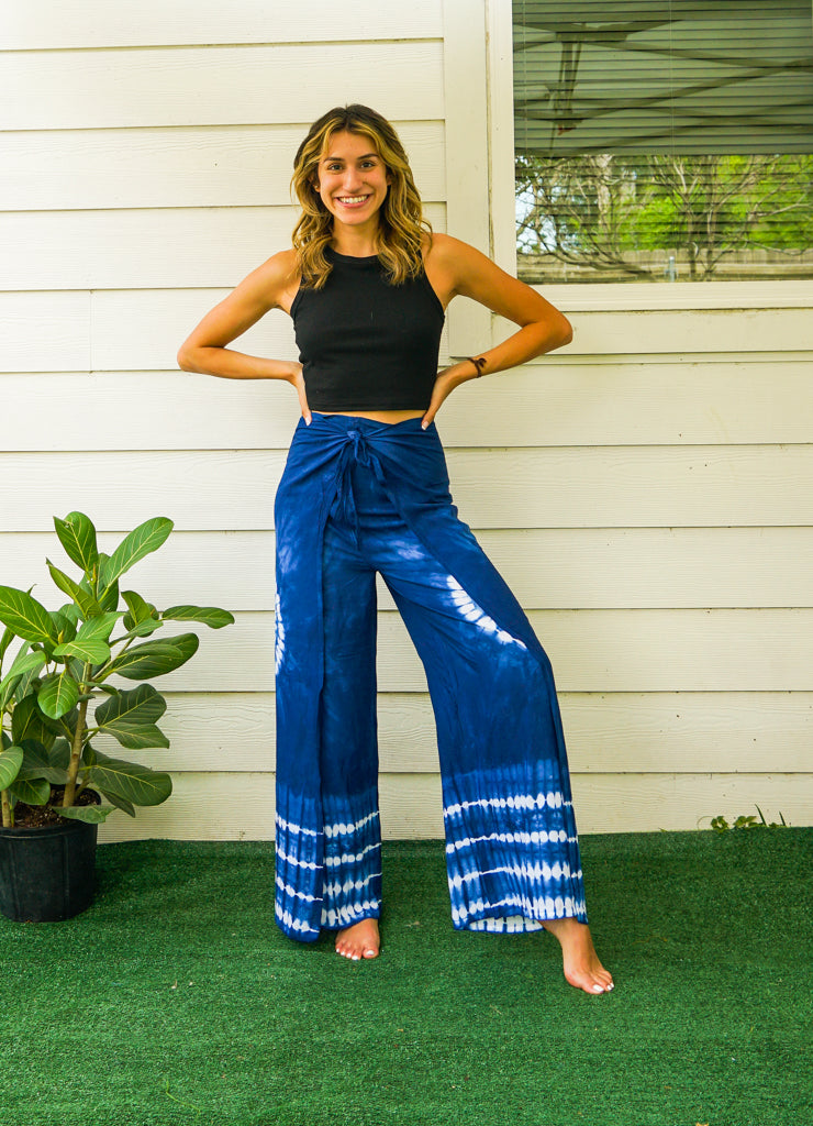 Shibori Hand Dyed Palazzo Wrap Pants