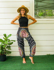 Black Sun Blossom Harem Pants