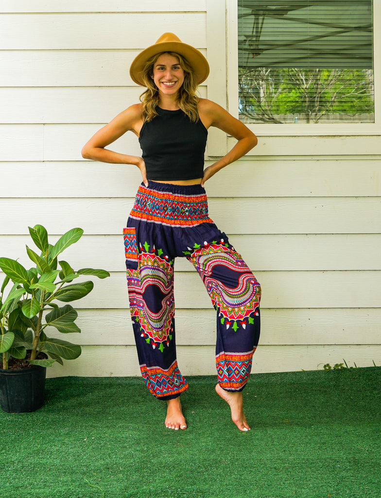 Black Orange Festive Harem Pants