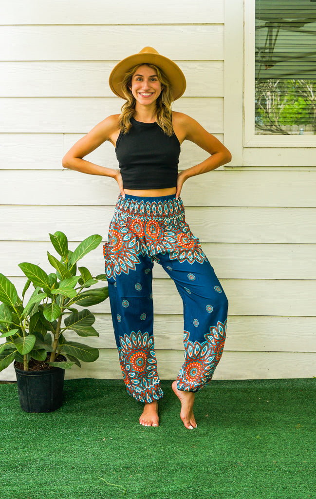 Turquoise Prince Teal Unisex Bohemian Harem Pant | STAND OUT