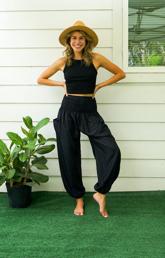 Solid Black Harem Pants