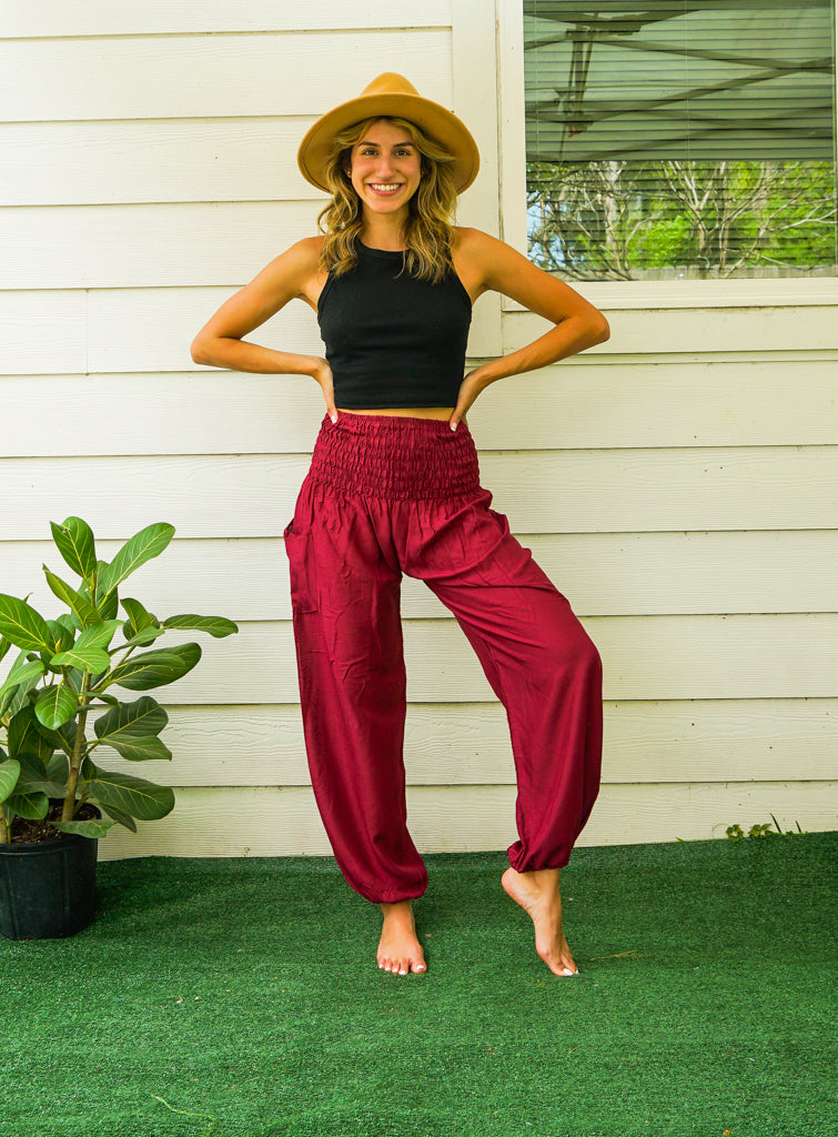 Solid Burgundy Harem Pants