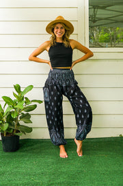 Teardrops Black Paisley Harem Pants