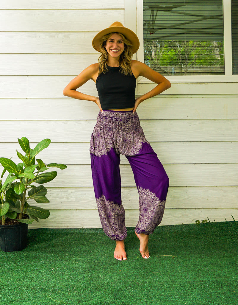 Purple Lotus Bloom Harem Pants