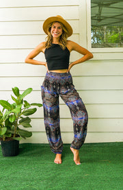 Dark Blue Paisley Harem Pants