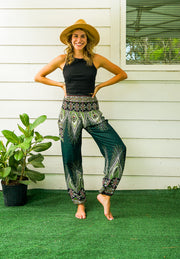 Green Peace Peacock Harem Pants