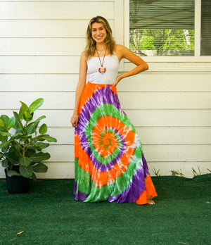 K3420- Hand Dyed Tiered Maxi Hippie Skirt