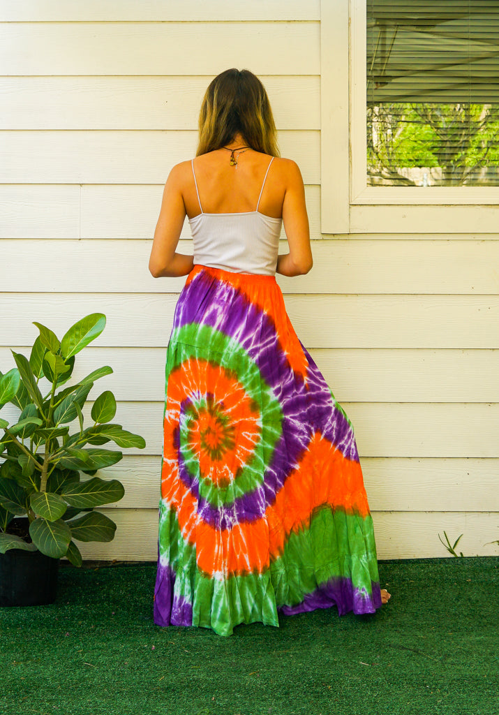 K3420- Hand Dyed Tiered Maxi Hippie Skirt