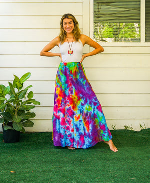 K3426- Hand Dyed Tiered Maxi Hippie Skirt