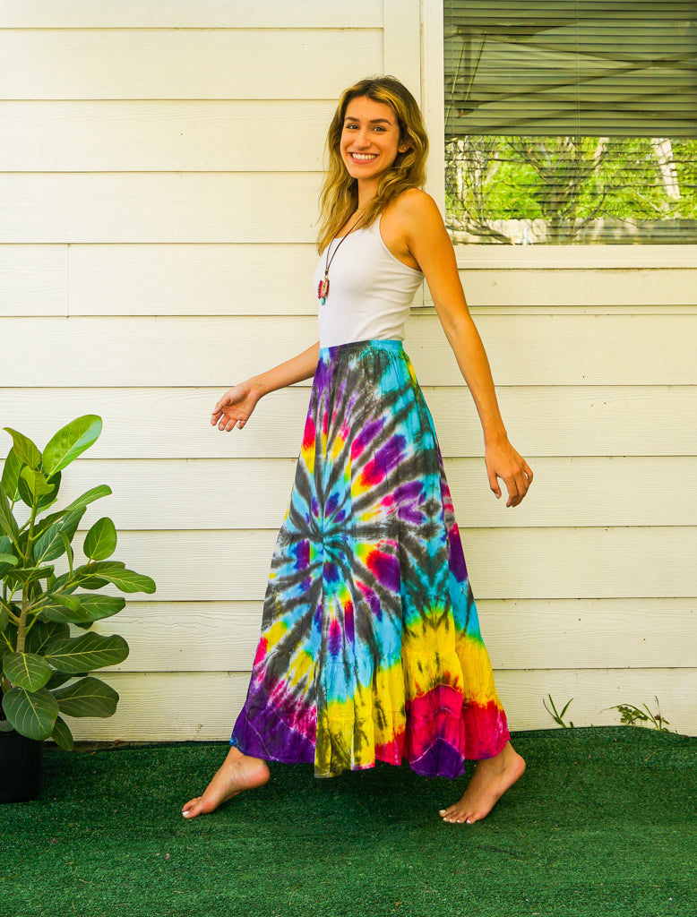 K3434- Hand Dyed Tiered Maxi Hippie Skirt