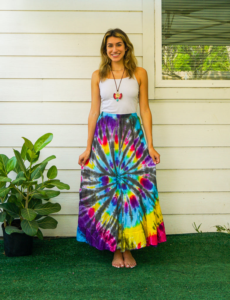 K3434- Hand Dyed Tiered Maxi Hippie Skirt