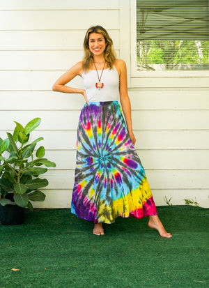 K3434- Hand Dyed Tiered Maxi Hippie Skirt