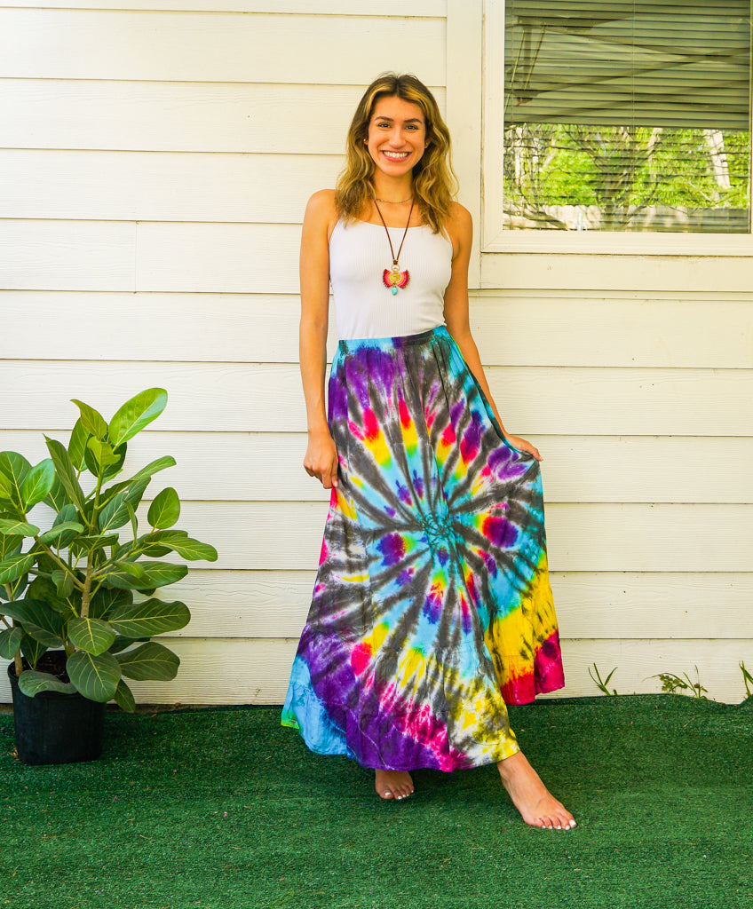 K3434- Hand Dyed Tiered Maxi Hippie Skirt