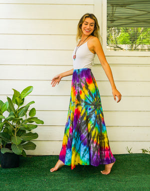 K3439- Hand Dyed Tiered Maxi Hippie Skirt