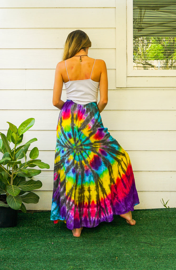 K3439- Hand Dyed Tiered Maxi Hippie Skirt