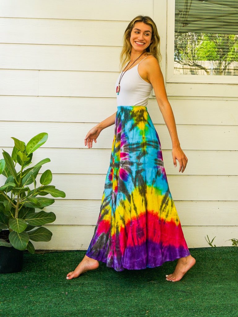 K3452- Hand Dyed Tiered Maxi Hippie Skirt