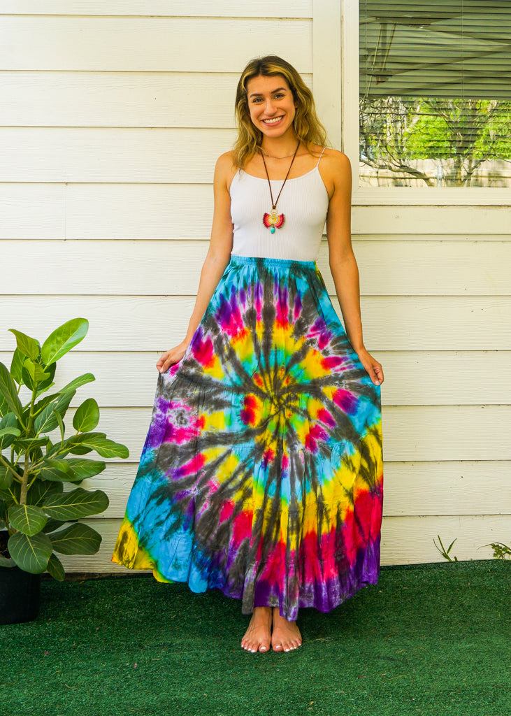 K3452- Hand Dyed Tiered Maxi Hippie Skirt