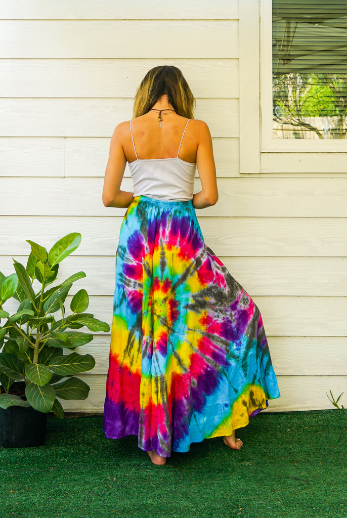 K3452- Hand Dyed Tiered Maxi Hippie Skirt