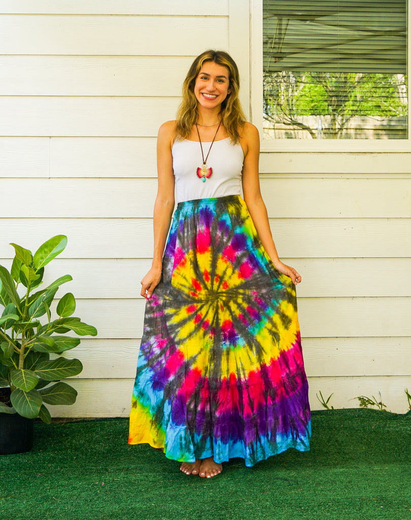 K3458- Hand Dyed Tiered Maxi Hippie Skirt