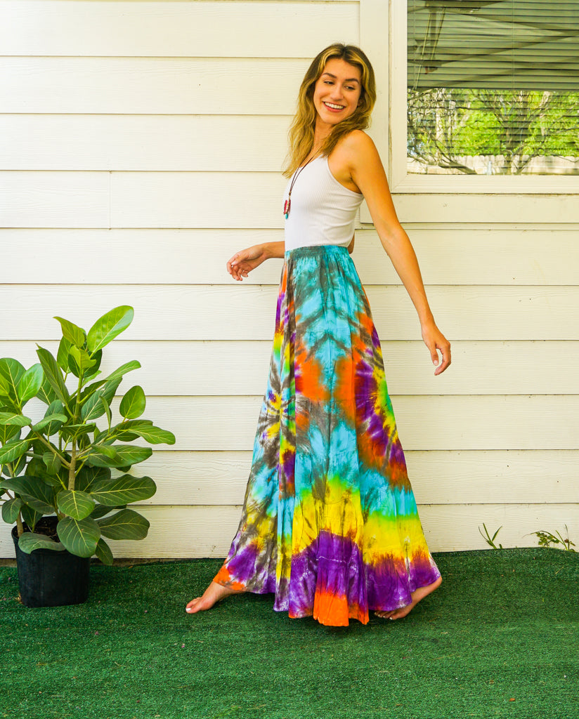 K3461- Hand Dyed Tiered Maxi Hippie Skirt