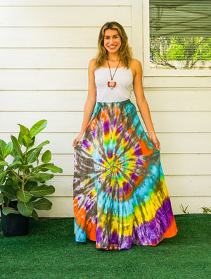 K3461- Hand Dyed Tiered Maxi Hippie Skirt