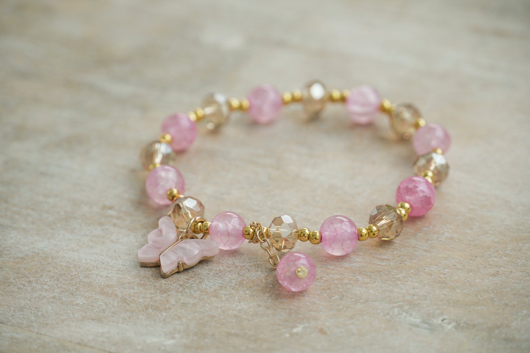 Blush Butterfly Charm Bracelet