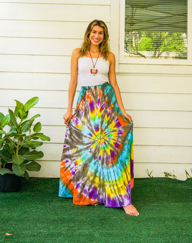 K3461- Hand Dyed Tiered Maxi Hippie Skirt