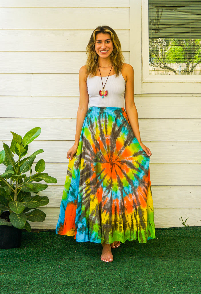 K3469- Hand Dyed Tiered Maxi Hippie Skirt