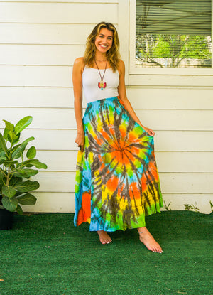 K3469- Hand Dyed Tiered Maxi Hippie Skirt