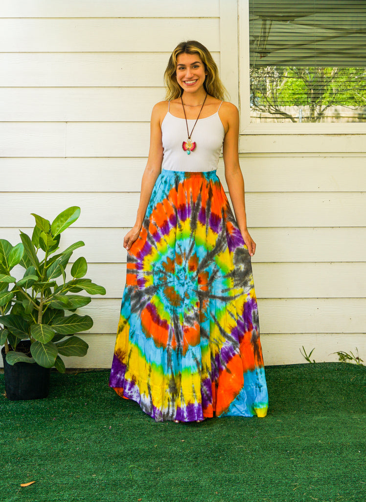 K3474- Hand Dyed Tiered Maxi Hippie Skirt