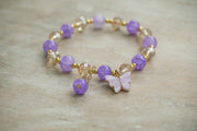 Lavender Butterfly Charm Bracelet