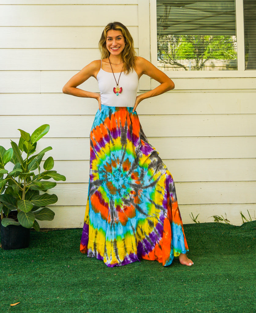 K3474- Hand Dyed Tiered Maxi Hippie Skirt