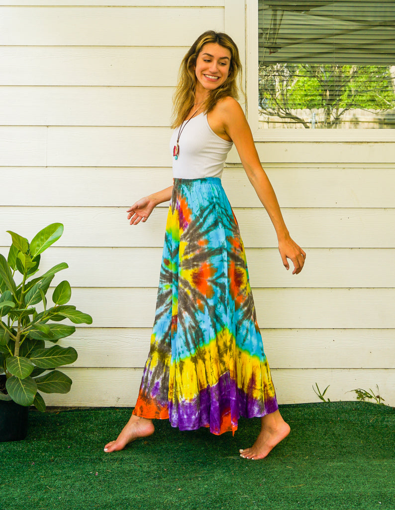 K3479- Hand Dyed Tiered Maxi Hippie Skirt