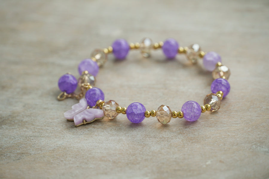 Lavender Butterfly Charm Bracelet