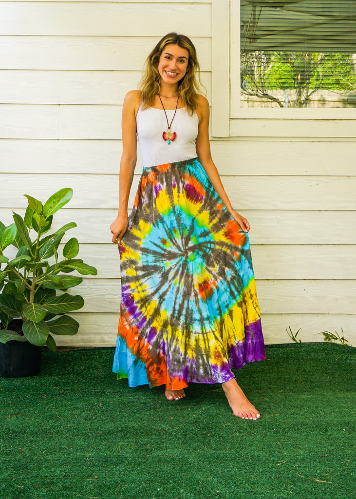 K3479- Hand Dyed Tiered Maxi Hippie Skirt